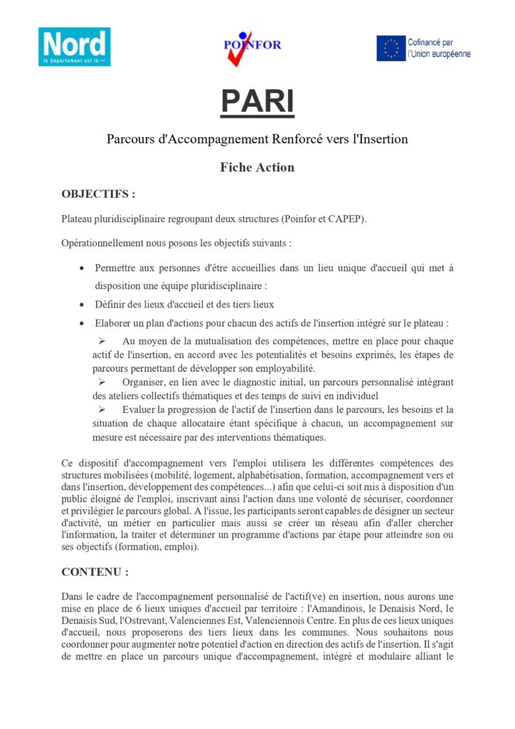 PARI 2026 Parcours d'Accompagnement renforcé vers l'Insertion